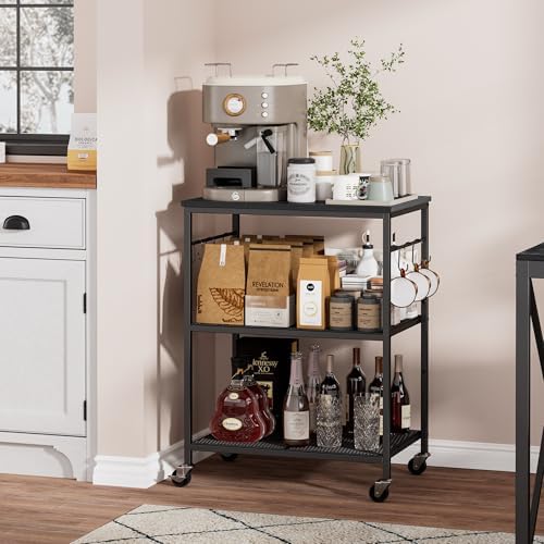 Homleke 3-Tier Rolling Kitchen Microwave Cart, Utility Cart - Image 7