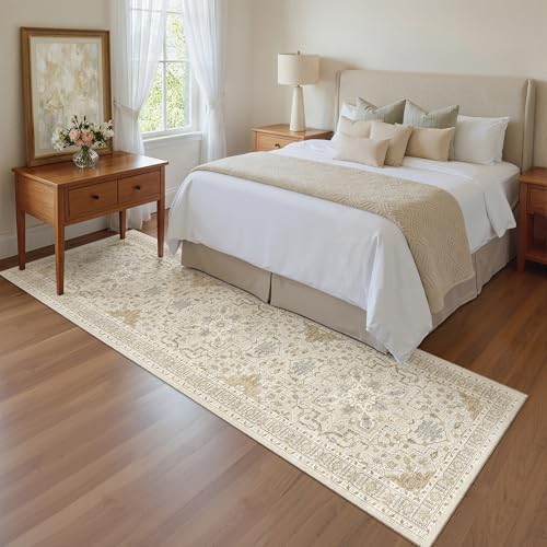 Madane Hallway Runner Rug 2x8 Washable Kitchen Rugs Non-Slip, Beige/Blue - Image 4