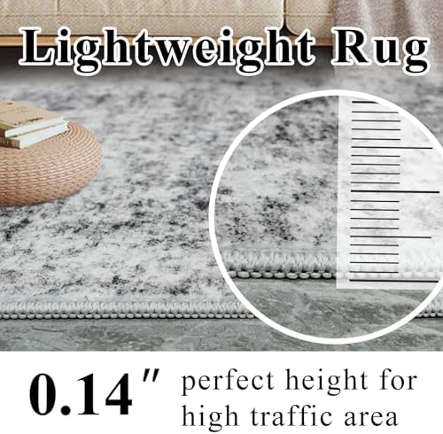 Living Room Area Rug 3x5 - Modern Abstract Washable Bedroom Rugs with Non Slip Rubber Backing Indoor Low Pile Carpet for Office Nursery Soft Ultra Thin Home Decor Floor Mat for Bathroom 3x5 Grey - Image 6