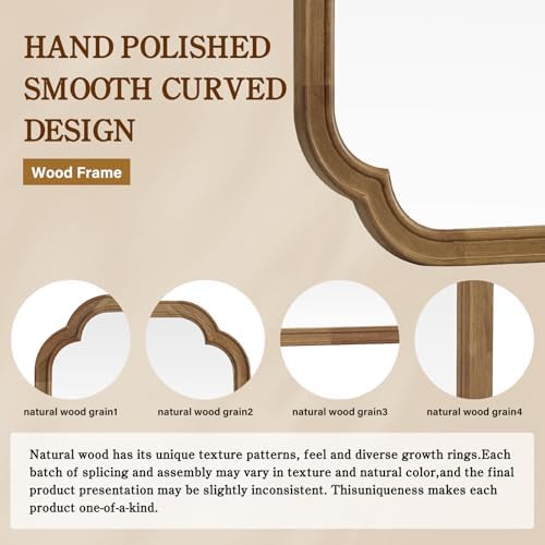WallBeyond 28" x 40" Rounded Corner Arch Wall Mirror with Wood Frame for Entryway, Living Room or Bedroom Home Decor - Light Woodgrain [28 x 40 inches, Natural Color] - Image 6