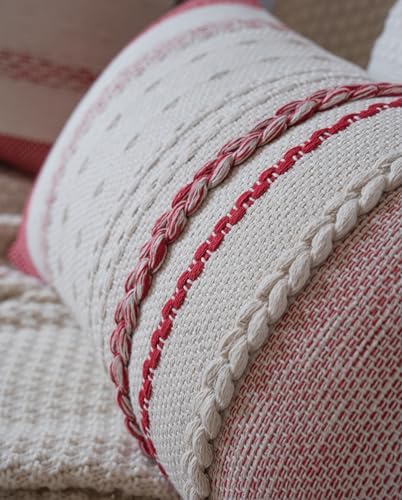 Christmas Lumbar Pillow Covers 14x36 Inch Long, Red Textured Boho Christmas Decoration Pillow Cases for Farmhouse Home Decor, Accent Cushion Cover for Sofa, Bed, Living Room, Bedroom, Pack of 1 - Image 2