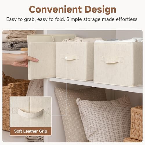 StorageWorks Closet Storage Bins, Beige (NaturWeave Fabric), Large, 3-Pack - Image 6