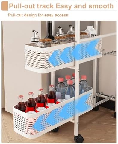 UMDONX 5-Tier Narrow Mobile Storage Cart with Pull-Out Baskets - Image 4