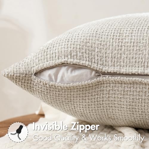 MIULEE Decorative Lumbar Throw Pillow Covers 12x20 in Neutral Beige 2 Pack - Image 6