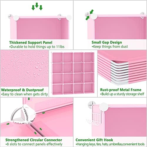 C&AHOME 16 Cube Storage Organizer Cube Shelves Units Storage Cubes, Pink - Image 6