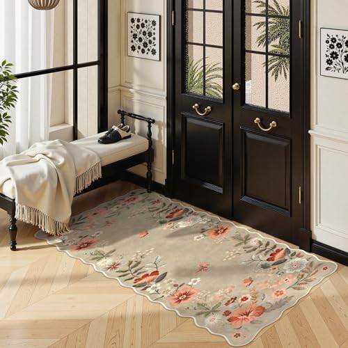 Lahome Floral Entryway Rug, 2x4 Soft Fall Kitchen Rug Non Slip Washable - Image 2