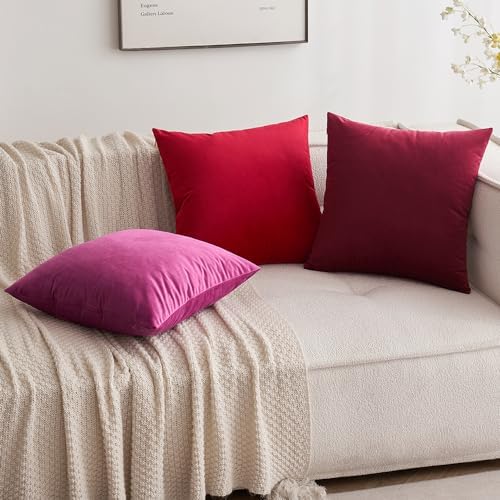 MIULEE Velvet Throw Pillow Covers 22x22 Inch Pack of 2 Wine Red - Image 4