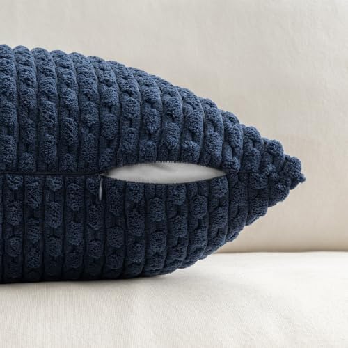 MIULEE Decorative Throw Pillow Covers 18x18 Navy Blue Textured Corduroy - Image 7
