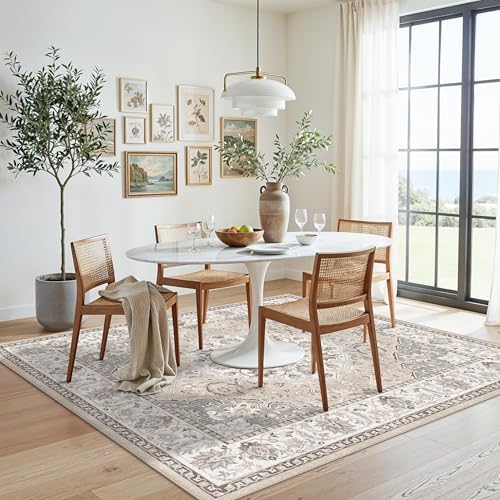 4x4 Washable Square Area Rug: Soft Entryway Kitchen Carpet with Non-Slip Backing Neutral Bathroom Nursery Floor Mat Water Resistant Low Pile Rug for Living Room Bedroom Cute Home Decor(4x4,Beige) by HYHAOYUNLAI