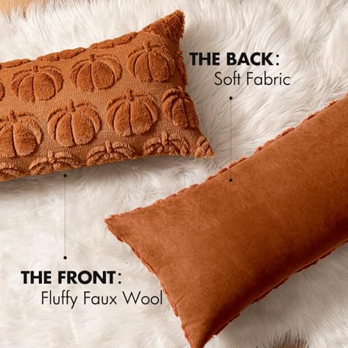 MIULEE Fall Pillow Cover Pumpkin Fall Decor Lumbar 14x36 Dark Rust - Image 6