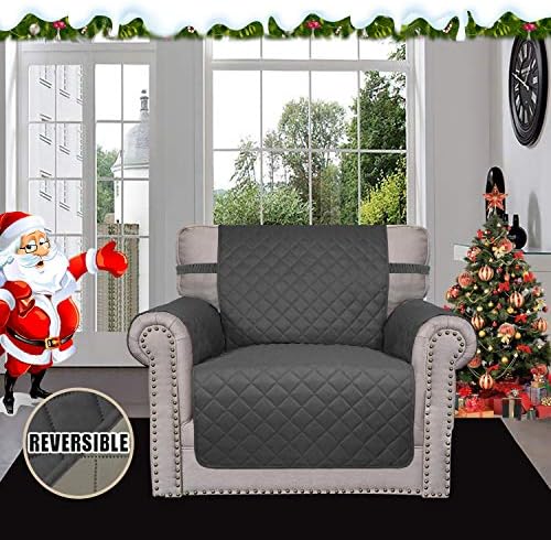 Easy-Going Reversible Couch Cover, Small Chair, Darkgray/Beige - Image 2