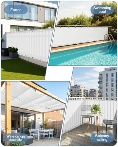 SUNLAX Waterproof Balcony Privacy Screen 3'x13' White Fence Cover - Image 6