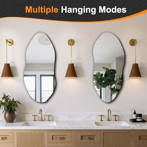 Delma Irregular Wall Mirror, 32"x14" Slim Vertical Wavy Design - Image 6