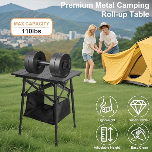 Folding Camping Side Table, Adjustable Height 14.2 & 18.9 in - Image 5