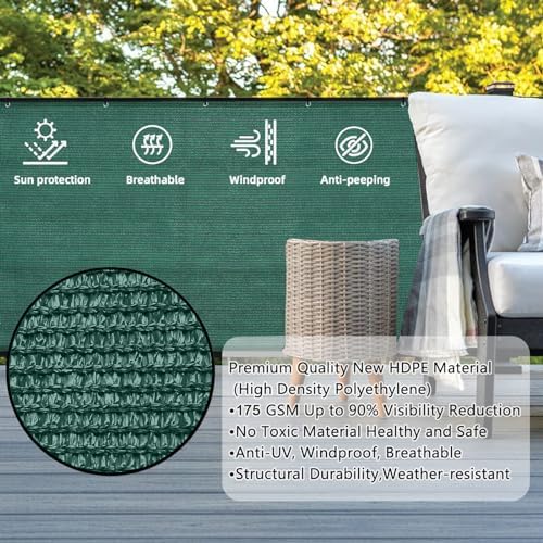 SUNLAX Custom Size 3'x18' Dark Green Balcony Privacy Screen 90% UV Block - Image 2