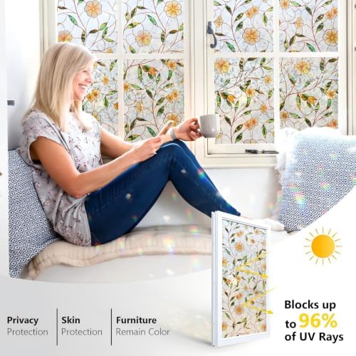 Window Privacy Film Stained Glass 29.5" x 78.7" Static Cling - Image 3