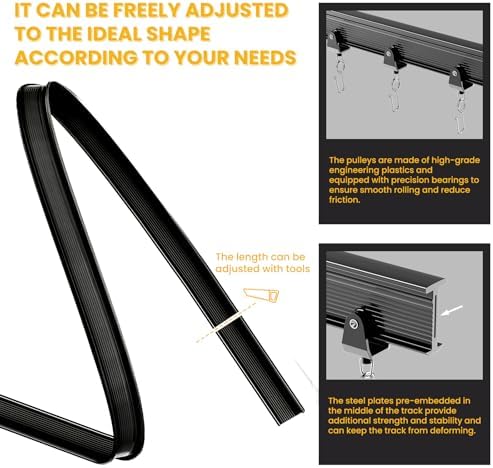 Room Divider Curtain Sets with Flexible Ceiling Track, Privacy Soundproof Curtain for Bedroom Office Patio Sliding Door(Black, W180 x L96, 1 Pack) - Image 6