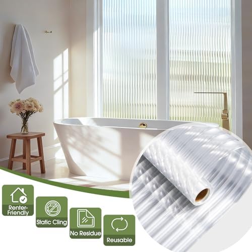 Beautyhero Reeded Glass Window Privacy Film 3D Static Cling, 29.5 x 157.4'' - Image 5