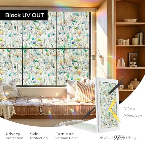 ADD.HERES Rainbow Window Privacy Film, Stained Glass Cling, 17.5" x 78.7" - Image 4