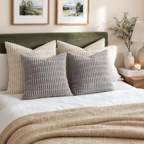 MIULEE Euro Sham Decorative Throw Pillow Covers 26x26 Light Grey Pack of 2 - Image 2