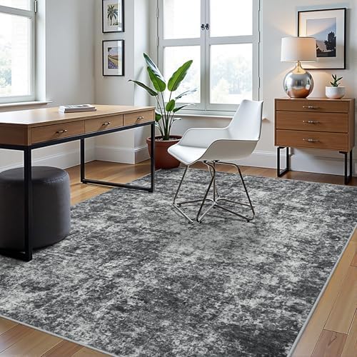5x8 Area Rugs for Living Room Washable Bedroom Dining Room Black Grey - Image 3