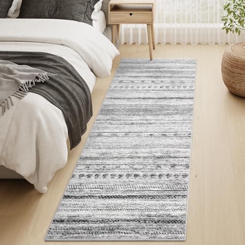 2x8 Runner Rug Machine Washable Non Slip Area Rug Distressed Neutral Moroccan Boho Rug Ultra Soft Floor Runners for Hallways for Entryway Laundry Room Kitchen, Black - Image 4
