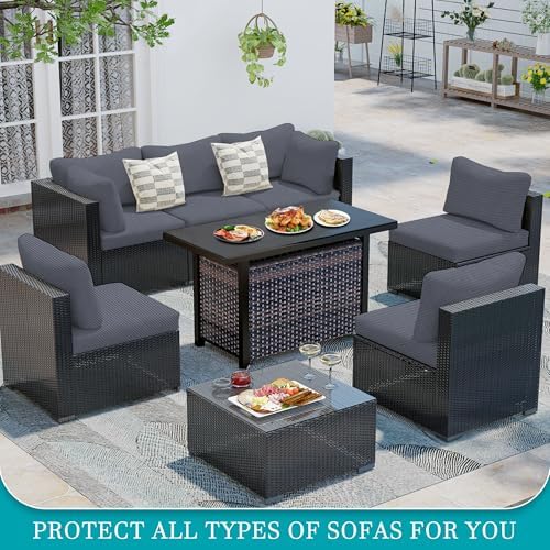 12 Pcs Outdoor Cushion Covers, Patio Sofa Cushion Covers Replacement - Image 5