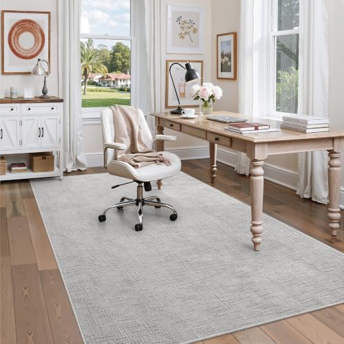 Valenrug 4x6 Area Rug Non Slip, High-Low Pile Washable Rug for Bedroom Grey - Image 5