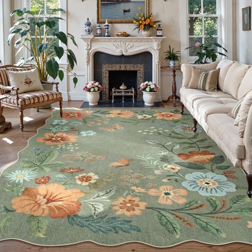 Lahome Floral 9x12 Area Rugs for Living Room Bedroom, Soft Washable Rugs by Lahome