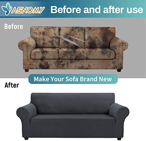 Asnomy Stretch Oversized Couch Covers for Sofa Slipcover,Charcoal Ash - Image 6