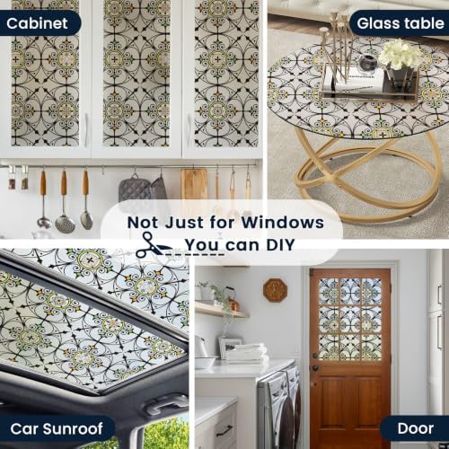 DKTIE Spanish Wrought Iron Grille Frosted Glass Window Film, 17.7" x 78.7" - Image 5
