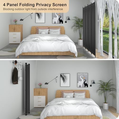 Folding Screen Room Divider 4 Panel for Room Separator 6FT - Image 4