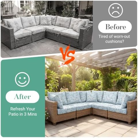 14Pcs Patio Cushion Covers Stretch Outdoor Furniture Protector Slipcovers - Image 5