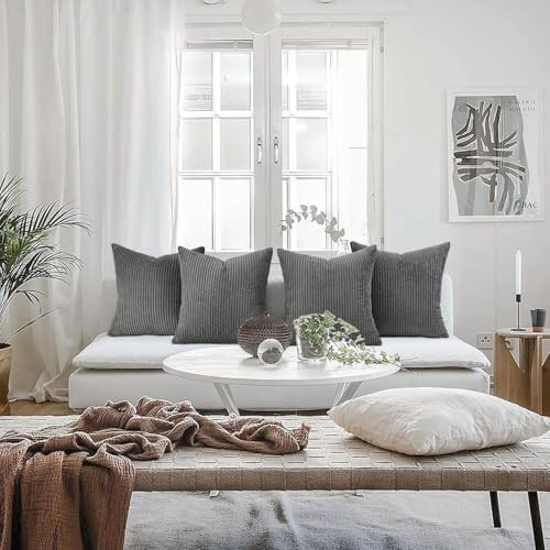 Topfinel Decorative Grey Throw Pillow Covers Cushion Cases, Set of 4 Soft Velvet Modern Double-Sided Designs, Mix and Match for Home Decor, Pillow Inserts Not Included (18x18 inch) - Image 5