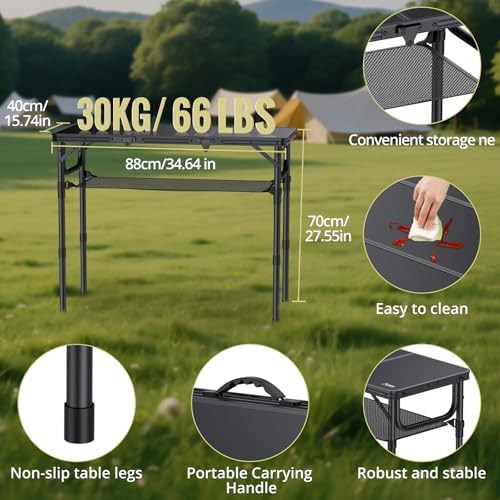 Anbte Folding Camping Table with Storage Net, 3ft Portable Table, 35" x 16" - Image 4