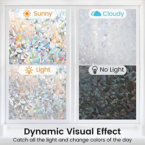 DOWELL Stained Glass Window Privacy Film, Rainbow Window Cling, Clear - Image 5