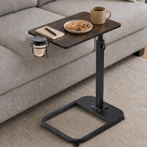 facka Adjustable C-Shaped TV Tray Table 18-32 Inch Height Couch Table by Facka