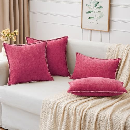 MIULEE Decorative Couch Throw Pillow Covers 20x20 Inch Hot Pink 2 Pack - Image 5
