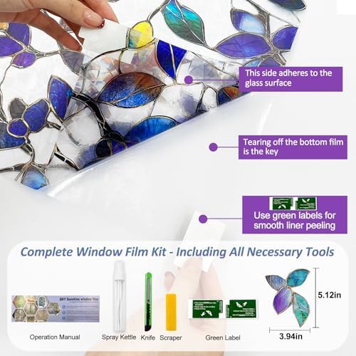 Stained Glass Window Privacy FilmDecorative Rainbow Static Clings -ldeal for Home &Office,Adhesive-Free,Removable, Uv-Blocking (Purple Rainbow, 35.4 X 157.4 in) - Image 2