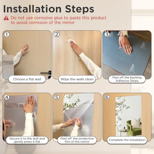 iCAGY Acrylic Full Body Self-Adhesive Shatterproof Mirror - Image 7