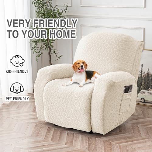 Genina Waterproof Recliner Chair Cover,XL-1 Seat Couch Cover,Beige - Image 4