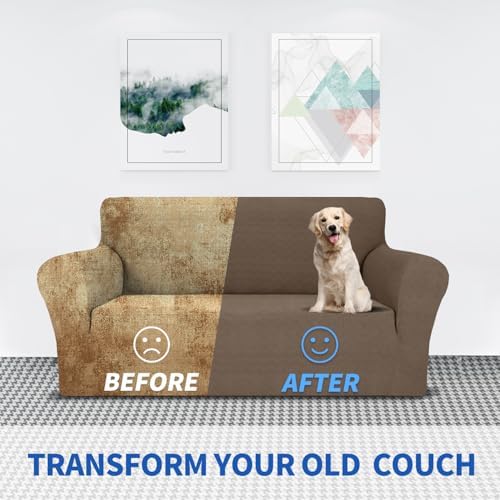 MAXIJIN Chair Covers for Living Room 1 Piece Stretch Sofa Chair Slipcovers with Arms (31"-46") Furniture Protector for Dog Pet Couch Armchair Cover (Chair, Diamond Pattern Brown) - Image 5