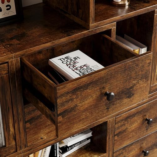 FUSUNBAO Magic DIY Cube Storage Organizer Stackable Cubes for Home Books Clothes Toy-Modular Cubby Storage System-Office Cubical-Bookcase Closet (Antique Brown, Drawer Cube) - Image 4