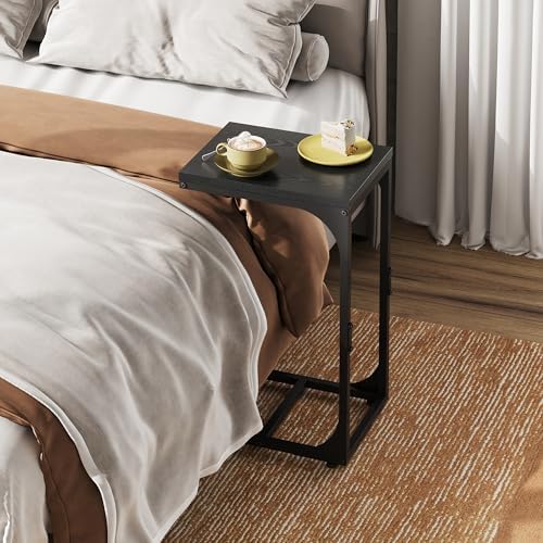 WLIVE C-Shaped End Table Set of 2, Small Couch Side Tables with Metal Frame, Sofa Table TV Tray for Living Room, Bedroom, Black - Image 6