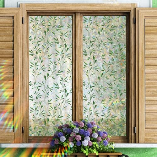 Rainbow Window Privacy Film, Green Vines Static Glass Clings 17.5" x 78.7" - Image 6