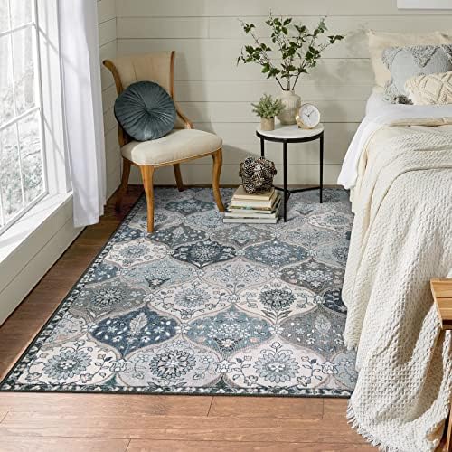 Lahome Moroccan Trellis Washable Rugs, 3x5 Area Rug for Bedroom Living Room, Indoor Non-Slip Small Oriental Accent Throw Carpet for Kitchen Entryway Bathroom Office Elise, Blue - Image 5