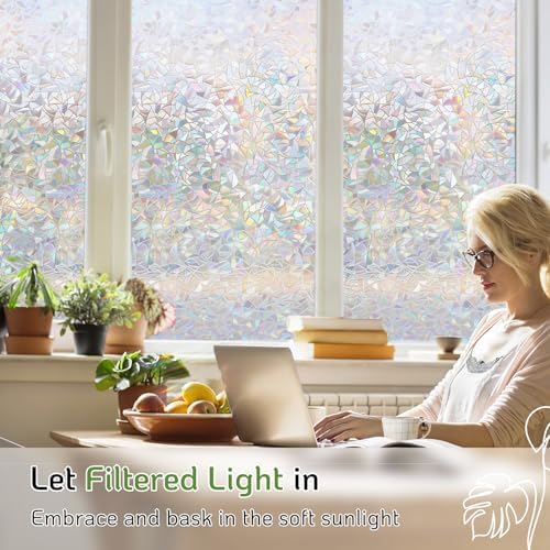 LUTE Rainbow Window Privacy Film, 3D Decorative Stained Glass Cling - Image 2