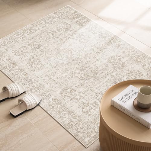 2x3 Neutral Washable Entryway Rug,Small Door Mat for Bathroom Kitchen - Image 2