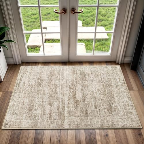 Soalmost 2x3 Washable Rugs for Kitchen, Entryway, Small Area Rug Brown by Soalmost
