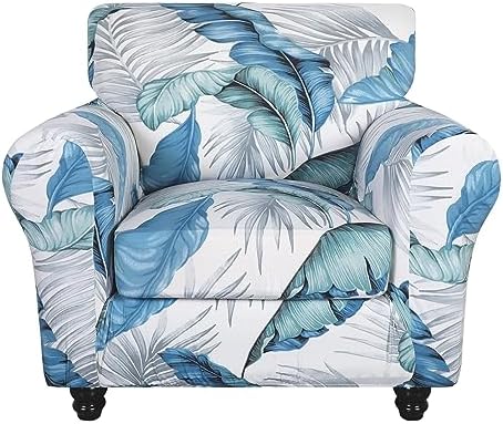 SearchI Stretch Sofa Cover Printed Couch Covers, Floral Pattern 2 Piece Armchair Slipcover with Separate Chair Cushion Cover, Washable Furniture Protector for Living Room(Armchair,Summer Pattern) by SearchI